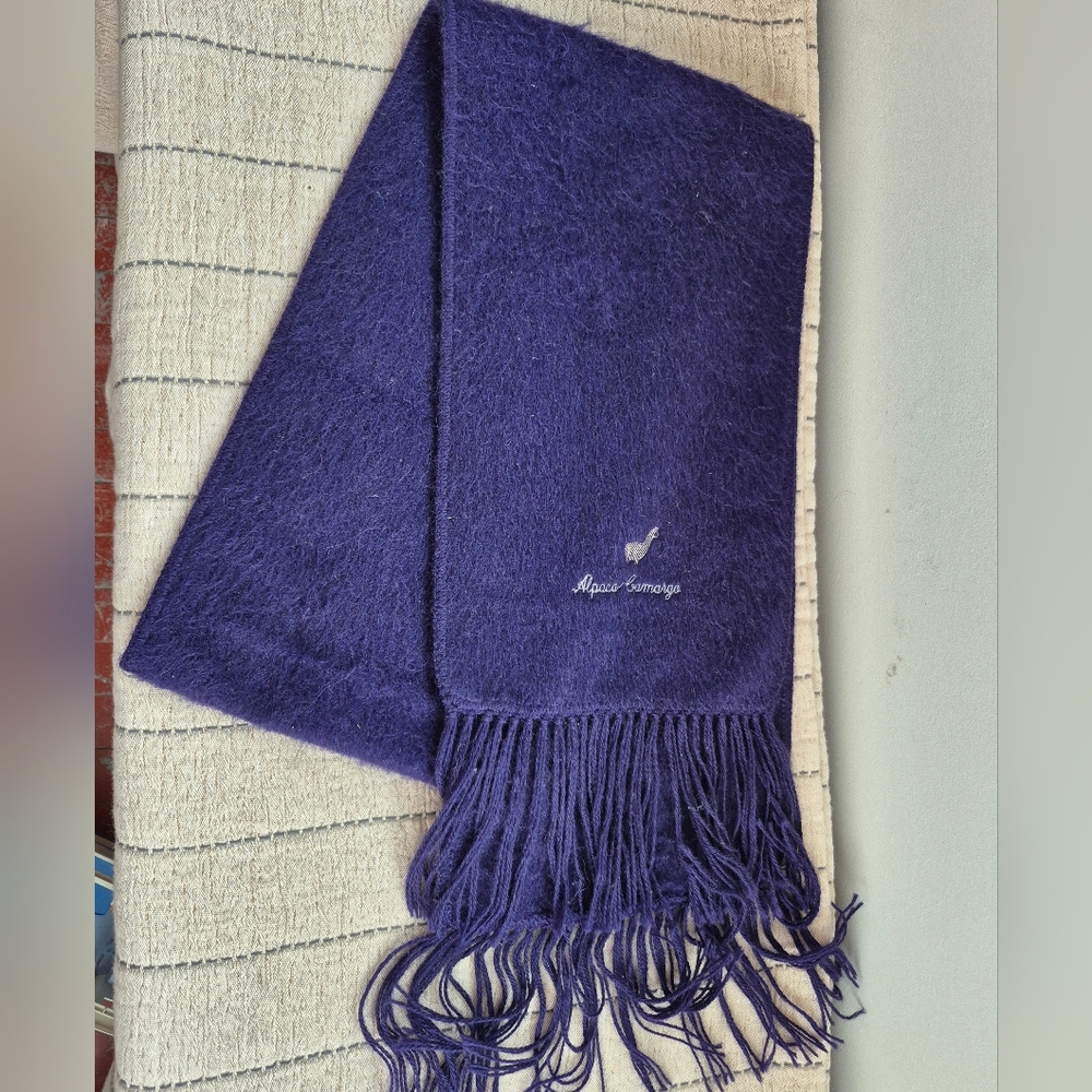 Alpaca Blend Purple Scarf With Fringe